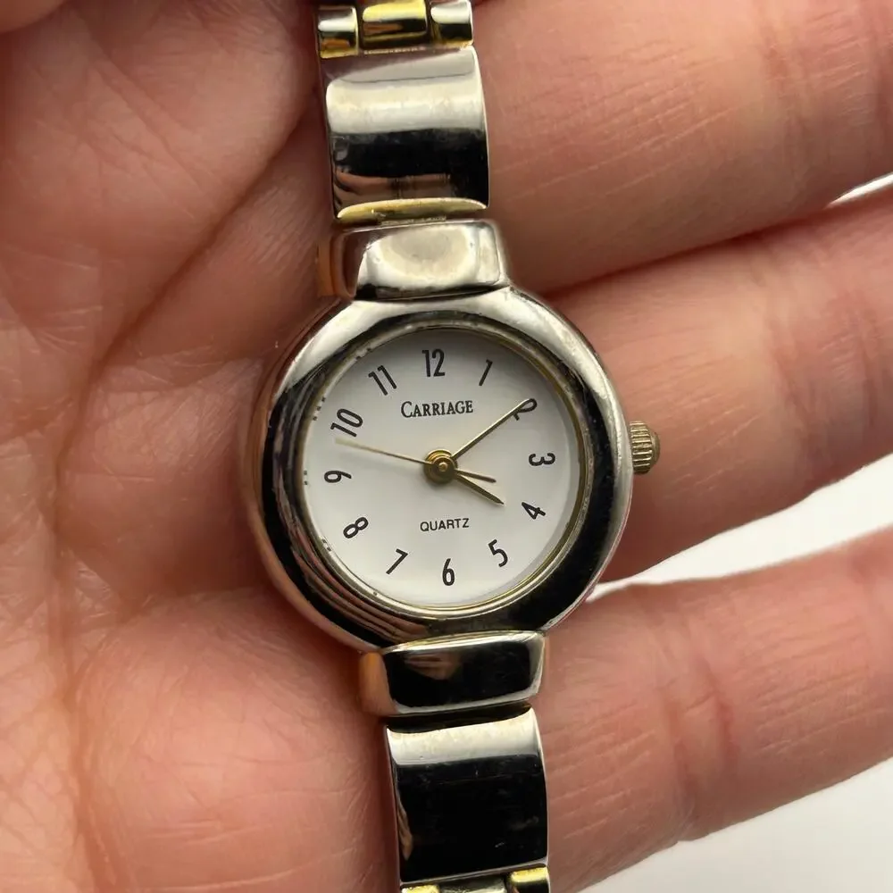 Carriage Silver Gold Stainless Steel Women’s Watch Working New Battery